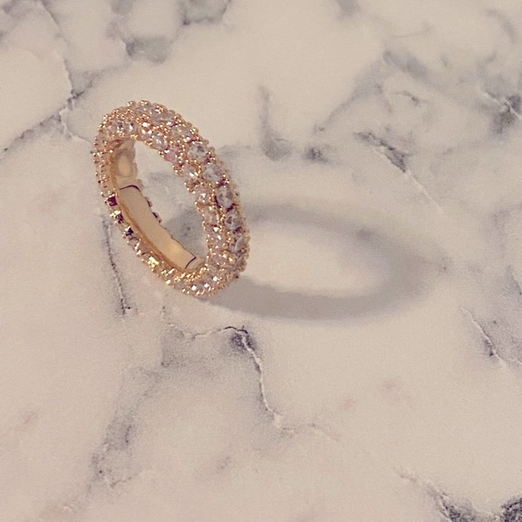 18k gold Italian cut 3 row eternity band NWT - Picture 4 of 9